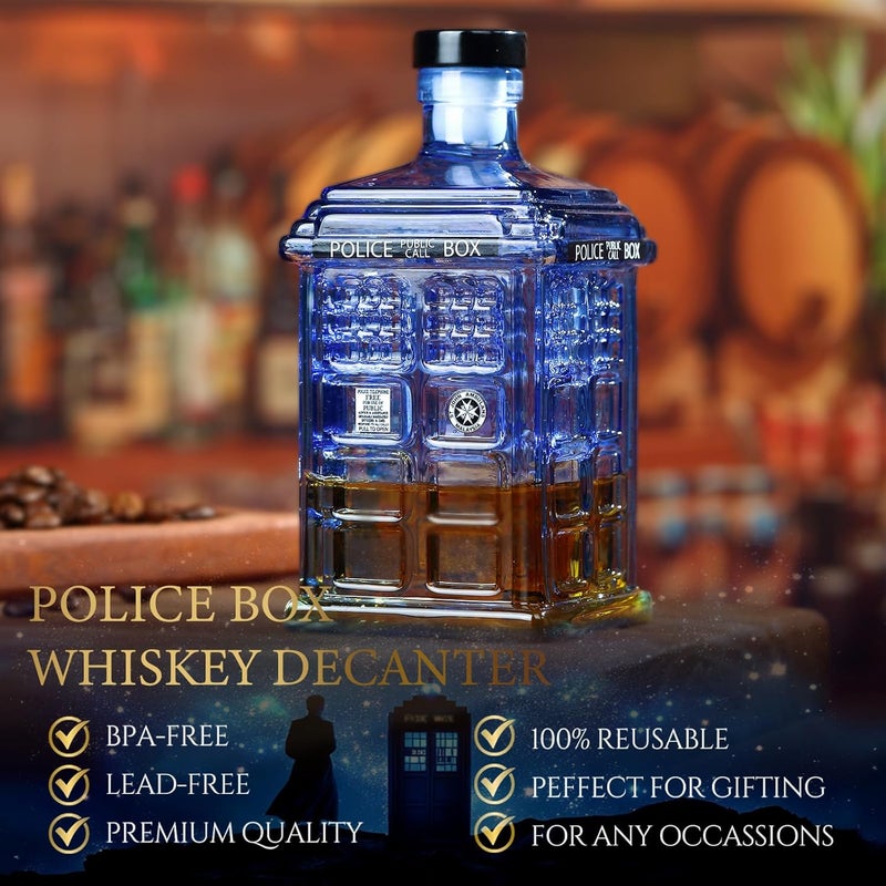 ELERGIFTS Gifts for Men Dad, Tardis Police Box Whiskey Decanter for Men, Spacecraft Limited Edition, Unique Guys Brother Christmas Gifts Ideas, Liquor Decanter for Bar,12.5oz(350ml) - Image 3