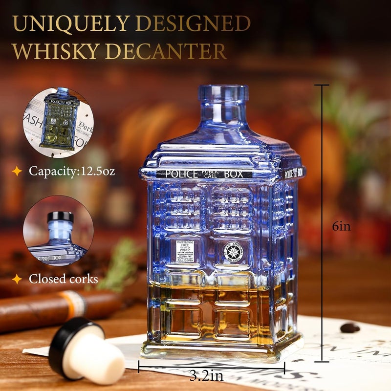 ELERGIFTS Gifts for Men Dad, Tardis Police Box Whiskey Decanter for Men, Spacecraft Limited Edition, Unique Guys Brother Christmas Gifts Ideas, Liquor Decanter for Bar,12.5oz(350ml) - Image 5