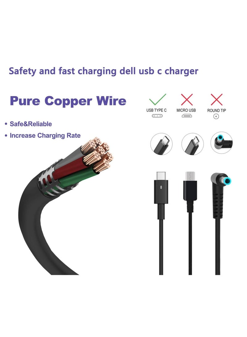 شاحن USB-C بقوة 65 وات 45 وات للاب توب ديل: شاحن USB نوع C لجهاز ديل لاتيتيود 5520 5420 5540 شاحن ديل لاتيتيود 5430 5530 7430 7420 7440 3440 3540 اكس بي اس 13 9320 كروم بوك سلك شاحن نوع C تيار متردد - Image 4