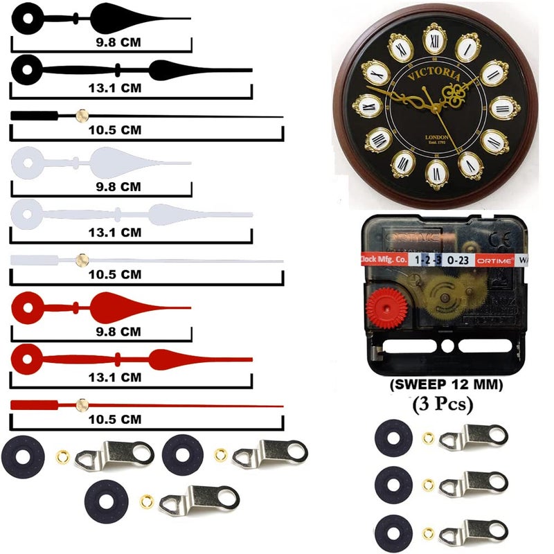 YONOTA Combo of 2 Ajanta Mfg. Quartz Plastic Quartz Sweep and Silent Movement Machine for Wall Clock Designer Clock Hands (Design W23) - Image 2