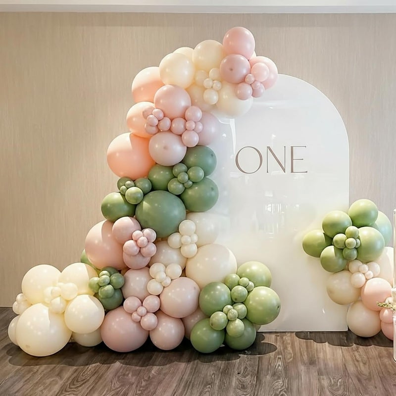 JOYFLOAT Sage Green Pink White Balloons, 60Pcs 12 Inch Pink and Green Balloons Include Sage Green Peach Ivory White balloons for Weding Baby Shower Gender Reveal Wildflower Birthday Decorations - Image 4