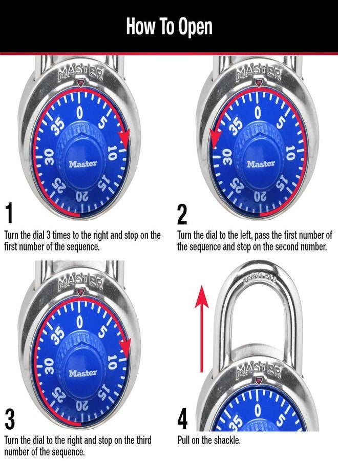Master Lock Combination Lock for Gym Lockers - Master Lock Locker Combination Padlock, Pack, Blue - The Ideal Combo Lock for School/Gym Locker Security - Image 5