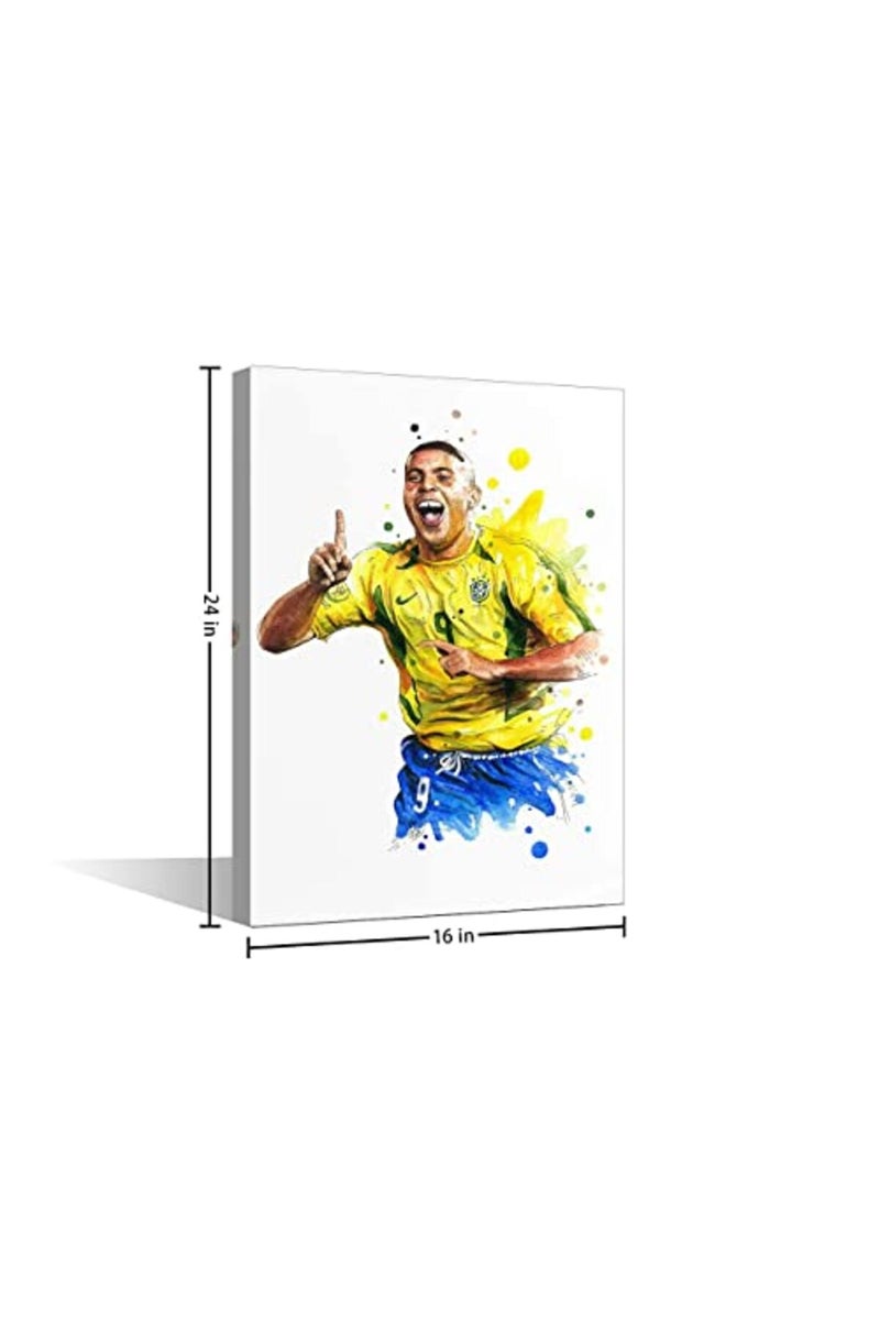 TISHIRON Soccer Canvas Wall Art Prints Boy Room Sports Theme Poster Decor Stretched and Gallery Wrap Football Star Modern Home Decoration for Man Cave Bedroom Living Room Framed Ready to Hang - 24"W x 16"H - Image 3