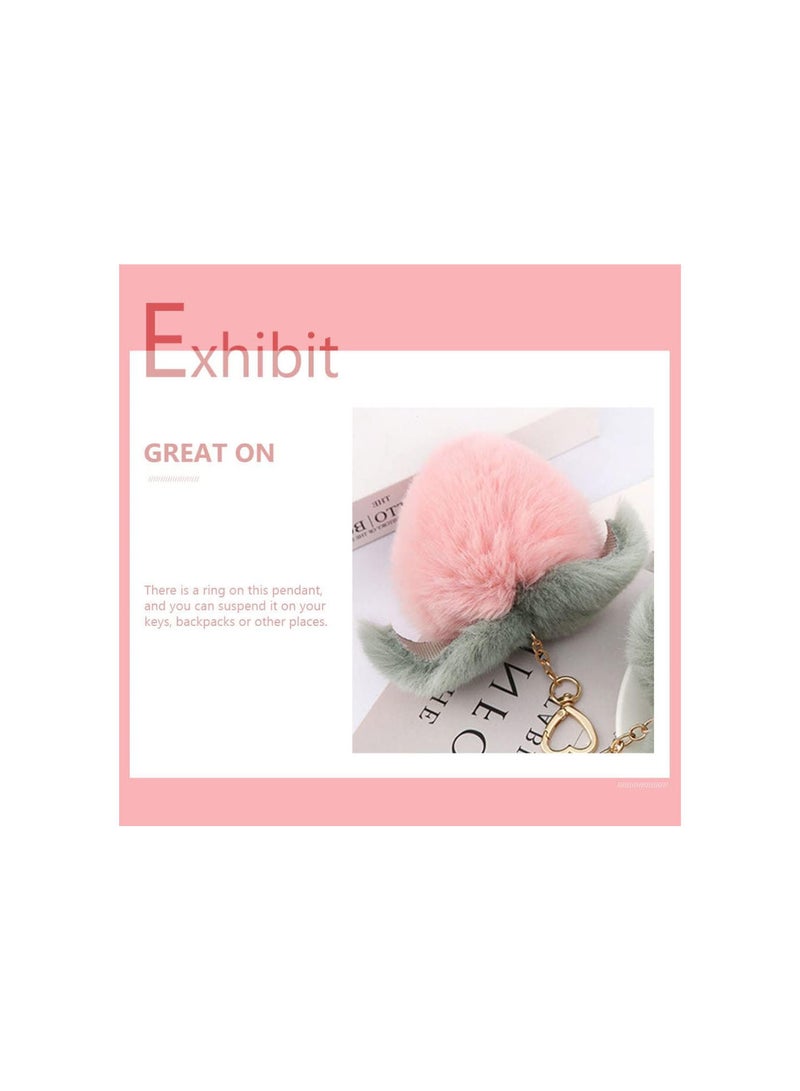 GGOOT Keychain Plush Cartoon Peach Shape Faux Fur Ball Pom Pom Key Chain Ring Car Key Holder Handbag Purse Bag Pendant Dolls Ornament Stuffed Toys for Wallet Pink - Image 5