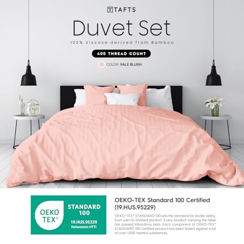 Tafts Duvet Cover King Size 3 Piece Set Pure 100 Viscose Derived from Bamboo Luxuriously Soft Silky Smooth and Cooling 2 Pillowcases King Pale Blush - Image 3