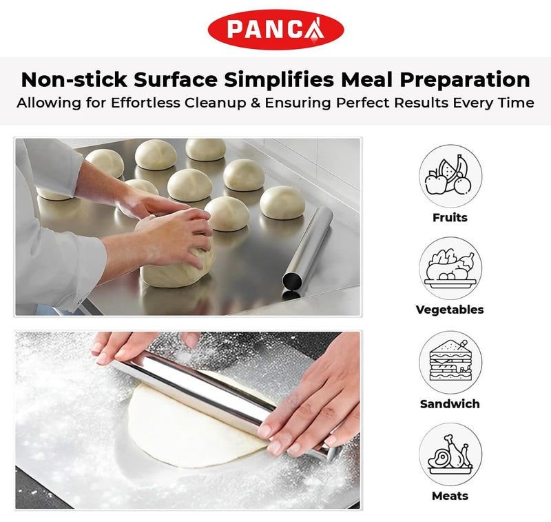 PANCA Stainless Steel Chopping Board Counter Top Extra Large 41cm x 31cm | Heavy-Duty Cutting Board for Kitchen | Vegetable, Fruit & Meat Chopper Board - Image 3