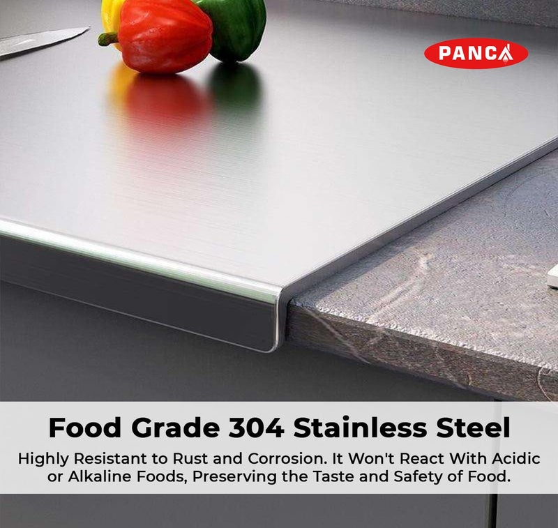 PANCA Stainless Steel Chopping Board Counter Top Extra Large 41cm x 31cm | Heavy-Duty Cutting Board for Kitchen | Vegetable, Fruit & Meat Chopper Board - Image 2