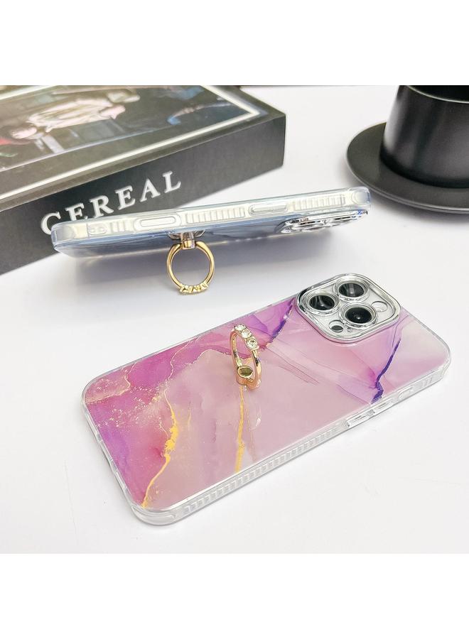 S-TOP Case For iPhone 14 Pro Electroplated Marble Texture Ring Holder Phone Case - Image 3