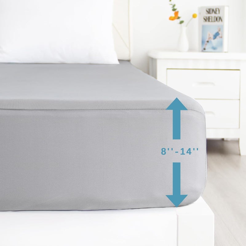 Biloban Queen Mattress Protector Waterproof, Noiseless & Soft Coverage Queen Size Mattress Cover Fitted Sheets with Deep Pocket up to 14", Super Breathable & Easy Wash Mattress Protector - Image 3