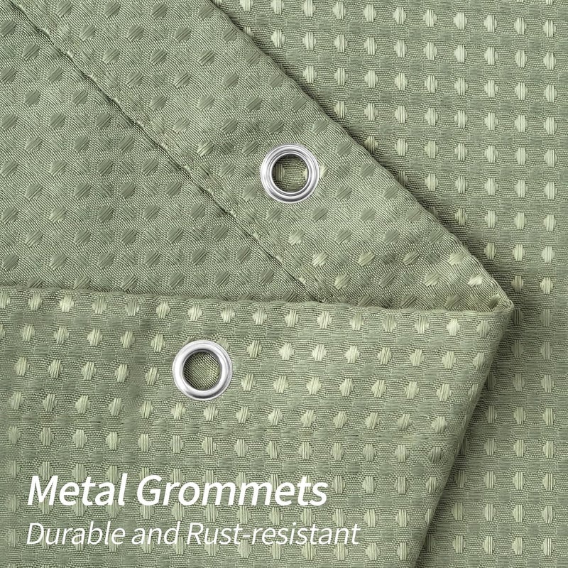 MitoVilla Green Waffle Shower Curtain Set, Modern Farmhouse Fabric Shower Curtains for Bathroom Decor, Sage Green Waffle Hotel Cloth Shower Curtain Liner, Luxury Weighted Shower Curtain, 72 x 72 - Image 4