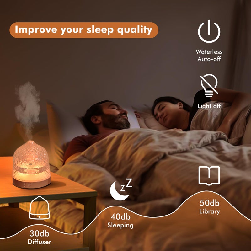 Levoair 200ml Glass Reservoir Essential Oil Diffuser with Glass Dome Ultrasonic Aromatherapy Diffuser with Four Timer Colorful Light Auto-Off for Home Office Bedroom - Image 4