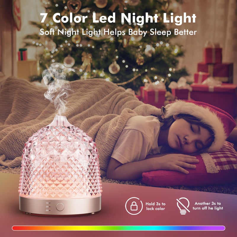 Levoair 200ml Glass Reservoir Essential Oil Diffuser with Glass Dome Ultrasonic Aromatherapy Diffuser with Four Timer Colorful Light Auto-Off for Home Office Bedroom - Image 5