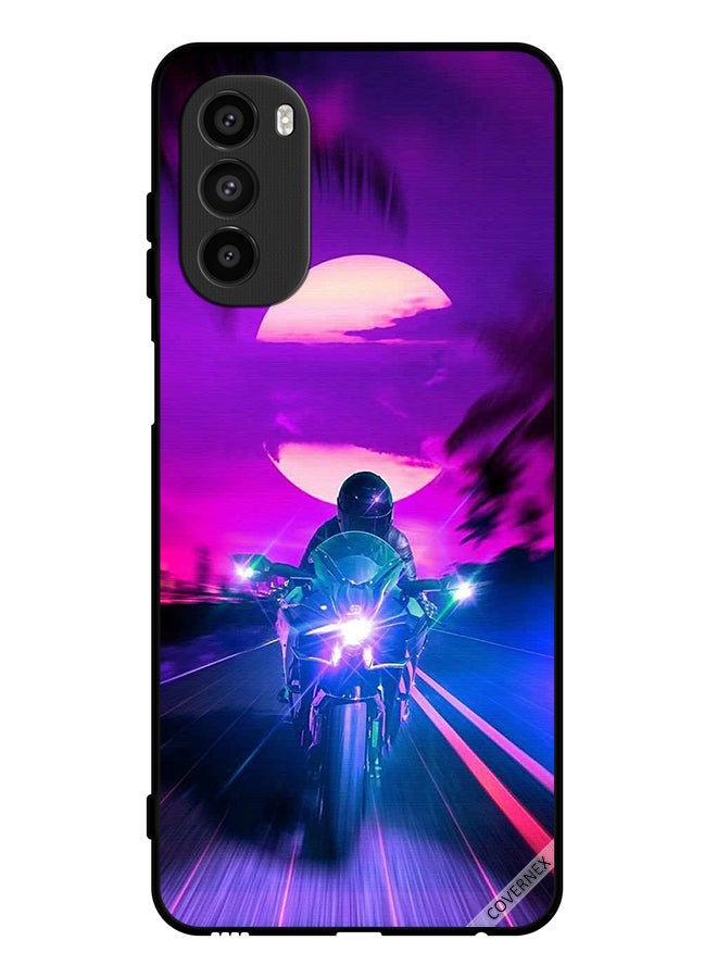 Covernex Protective Case Cover For Motorola Moto G82 Man On Bike Wallpaper - Image 1
