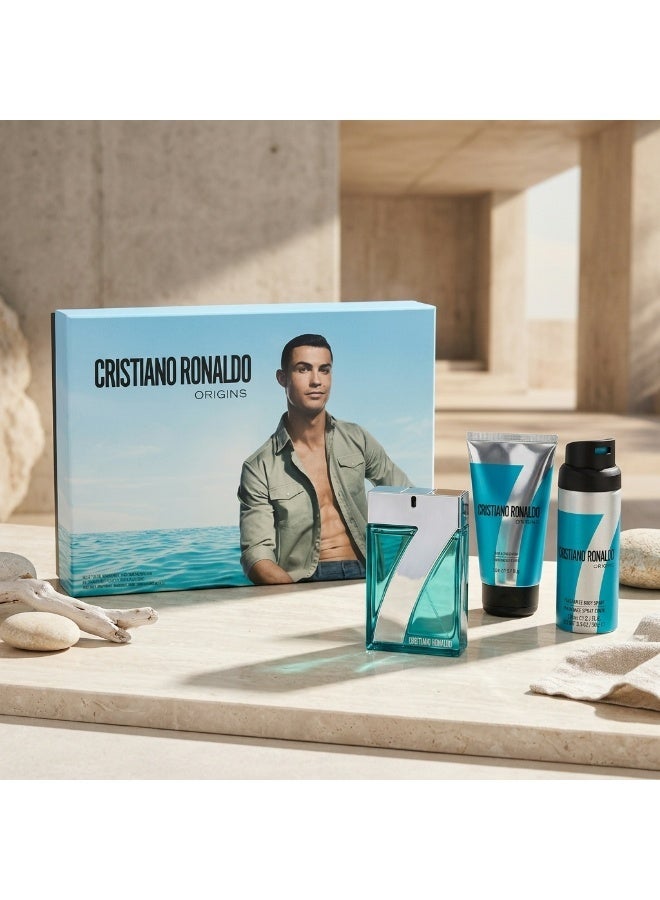 Cristiano Ronaldo 7Origins Gift Set Eau de Toilette 100 MLBody Spray 150 ML Shower Gel 150 ML - Image 1