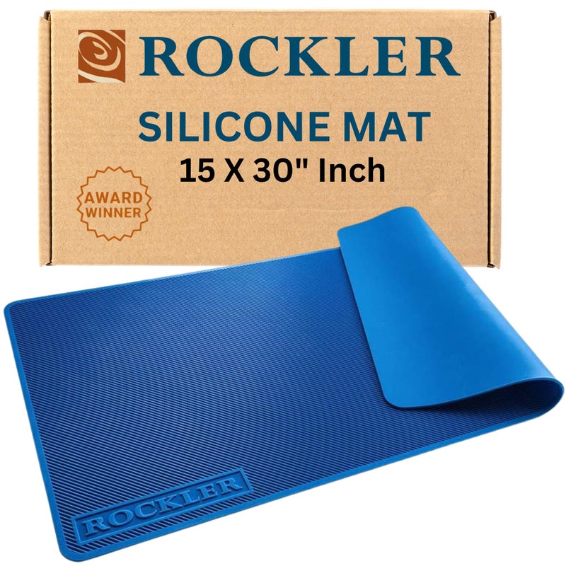 ROCKLER حصيرة لاصق سيليكون من روكلر (15"x30") - حصيرة مقاومة للحرارة للمشاريع، المرآب، المتجر، طاولة الطعام - حصائر سيليكون سهلة التنظيف للحرف - تتدحرج للتخزين السهل حصيرة مشروع سيليكون - Image 1