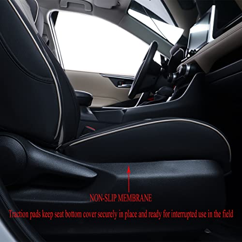 EKR Custom Fit RAV4 Car Seat Cover for Select Toyota RAV4 2022 2023 2024 SE Hybrid, 2019 2020 2021 2022 2023 2024 Prime & XSE Hybrid - Full Set,Leather (Black/Gray) - Image 2