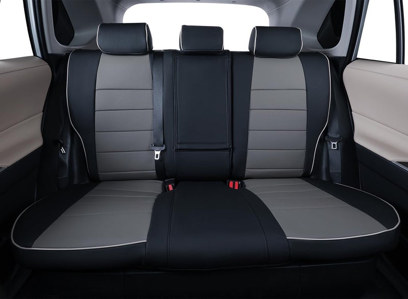 EKR Custom Fit RAV4 Car Seat Cover for Select Toyota RAV4 2022 2023 2024 SE Hybrid, 2019 2020 2021 2022 2023 2024 Prime & XSE Hybrid - Full Set,Leather (Black/Gray) - Image 3