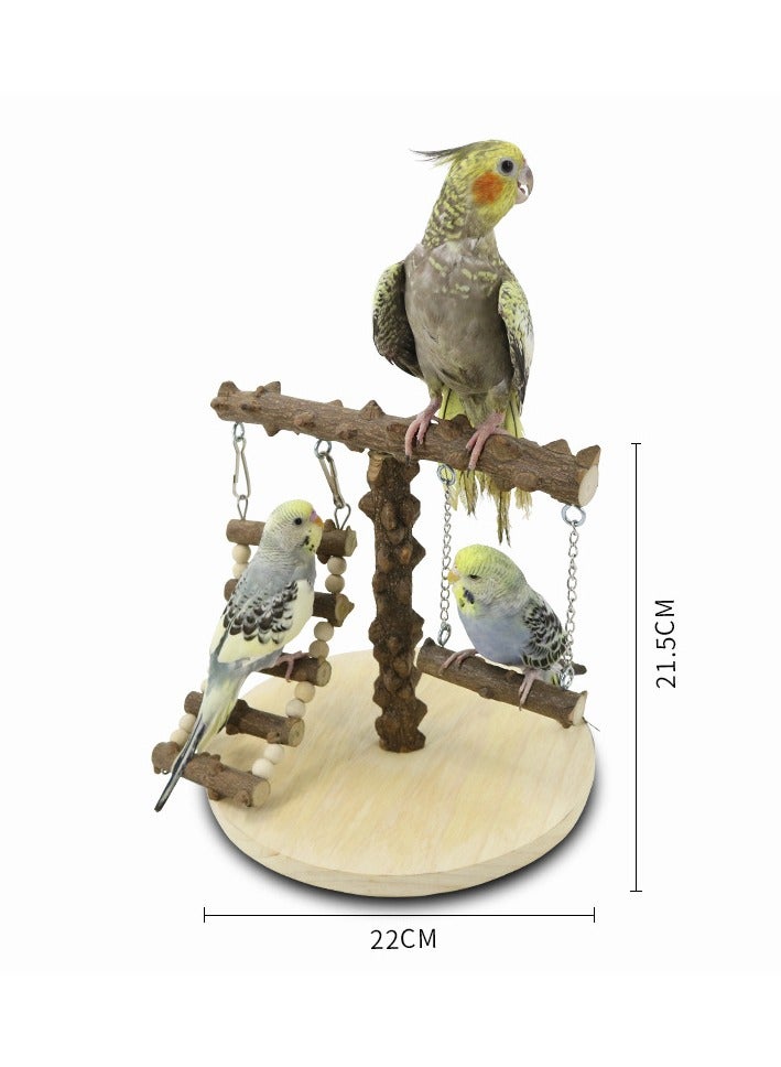 general Parrot Sichuan Pepper Wood Playstand with Climbing Ladder and Swing Parrot Perch Training Stand - Image 3