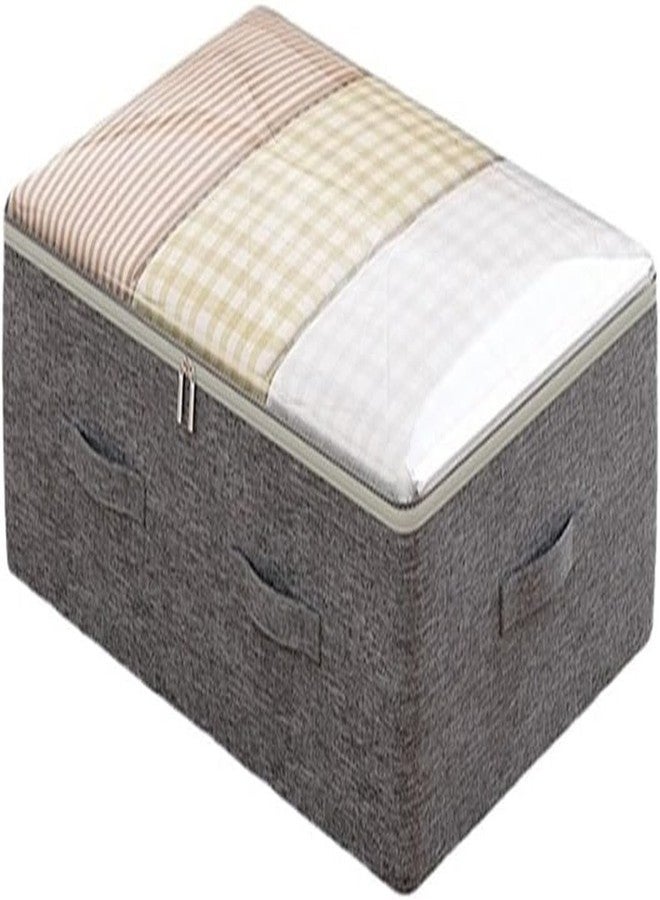 homenity® - Under Bed Storage Container with Clear Window, Foldable Design, Grey Linen Fabric, Clothes Organiser with Handles,60×44x20 cms - Image 1