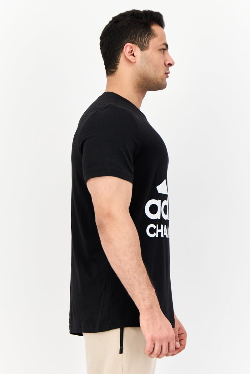 Men Sportswear Fit Short Sleeves Outdoor T-Shirt, Black
