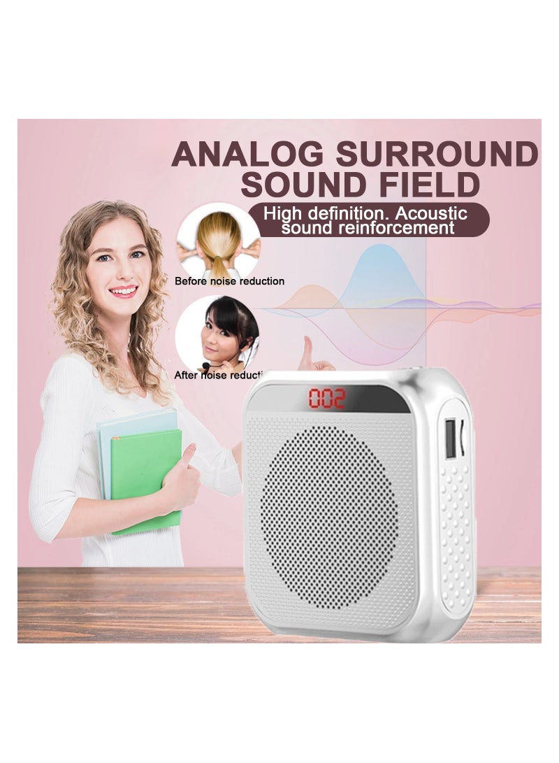 Voice Amplifier with Wired Microphone Headset Portable Rechargeable PA System Speaker Personal Microphone Speech Amplifier Loudspeaker for Teachers Tour Guides/Coaches Metting/Yoga/Fitness (White) - Image 2