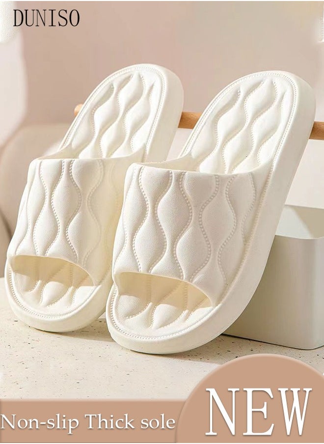 DUNISO Couple Slippers for Men and Women Quick Drying Slide Sandal with Thick Sole Non-Slip Soft Shower Slippers Open Toe Spa Bath Pool Gym House Sandals for Indoor & Outdoor  - Image 1