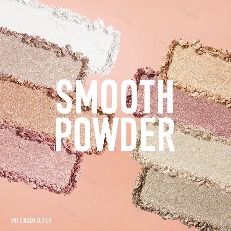 KYDA 8 Colors Baked Powder Palette, Mulitiuse Baked Powder for Eyeshadow Highlighter Contour, Lightweight Blendable, Buildable Glossy Color, Golden Luster - Image 5