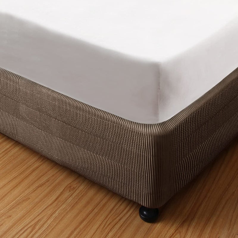 Marquess Box Spring Cover Wrap Around Elastic Vertical Stripe Pattern Bed Skirt AlternativeReplacing Bed Skirt for Hotel and Home Polyester Filling768015Drop LengthMocha King