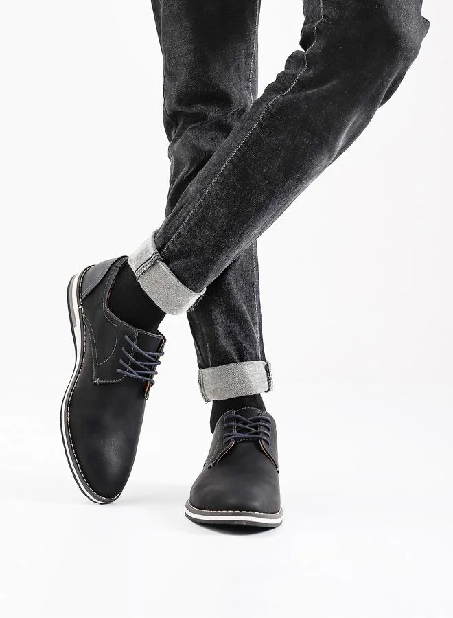 تايك تو Men Black Casual Derby Shoes