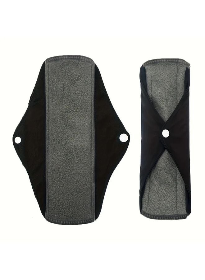 Deep Grey 6pcs Reusable Bamboo Menstrual Pads Washable Sanitary Napkins With Wings - Image 2