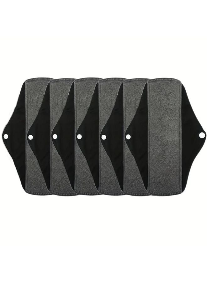 Deep Grey 6pcs Reusable Bamboo Menstrual Pads Washable Sanitary Napkins With Wings - Image 1
