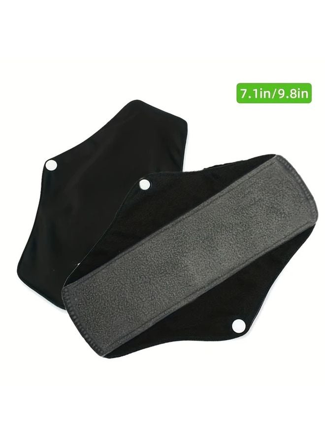 Deep Grey 6pcs Reusable Bamboo Menstrual Pads Washable Sanitary Napkins With Wings - Image 3