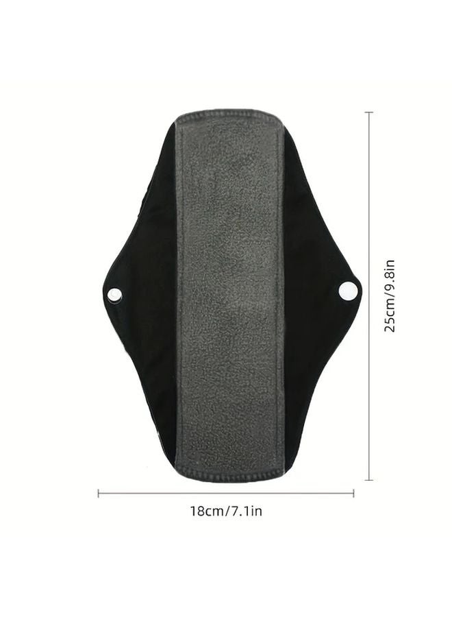 Deep Grey 6pcs Reusable Bamboo Menstrual Pads Washable Sanitary Napkins With Wings - Image 4