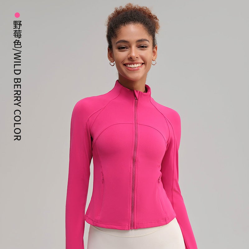 اسم المحتوى ناريلا NUF Seamless Yoga Top Slim Fit Stand Collar Crop Jacket Wild berry color wild berry color