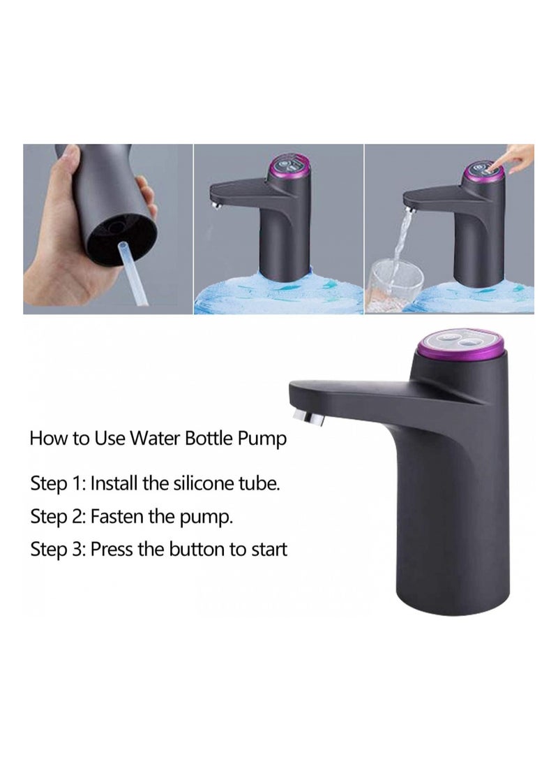 Automatic Water Bottle Pump Dispenser, USB Rechargeable, 5 Gallon Compatible, Black - Image 3