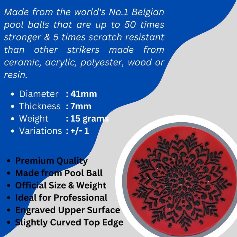 NHD مضرب كاروم محترف 813، مصنوع من كرة بلياردو بلجيكية رقم 1، مضرب كرة بول، مضرب بطولة، مضرب معتمد، الأبعاد 41 مم × 8 مم، الوزن 15 جرام (وردي) - Image 4