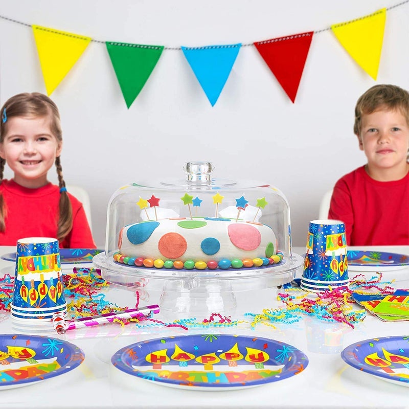 GOPAD 3 in 1 Multifunctional Transparent Cake Stand for Birthday Cake Cutting Plastic Cake Holder with Lid Cover Dome Cake Serving Platter Punch Bowls for Parties 1pcs Plastic - Image 5