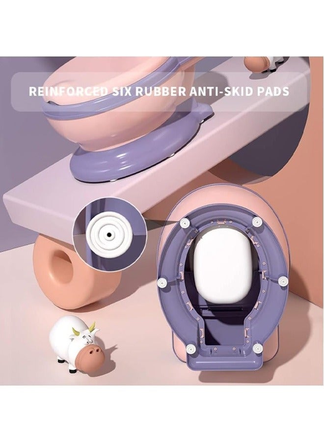 Berma Baby قعادة بحجم الأطفال، مرحاض واقعي لتدريب الأطفال على استخدام النونية، كرسي نونية للأطفال الصغار بمقعد ناعم، وعاء نونية قابل للإزالة، موزع مناديل الحمام وواقي من رذاذ الماء، مانع للانزلاق للأطفال الصغار - Image 2