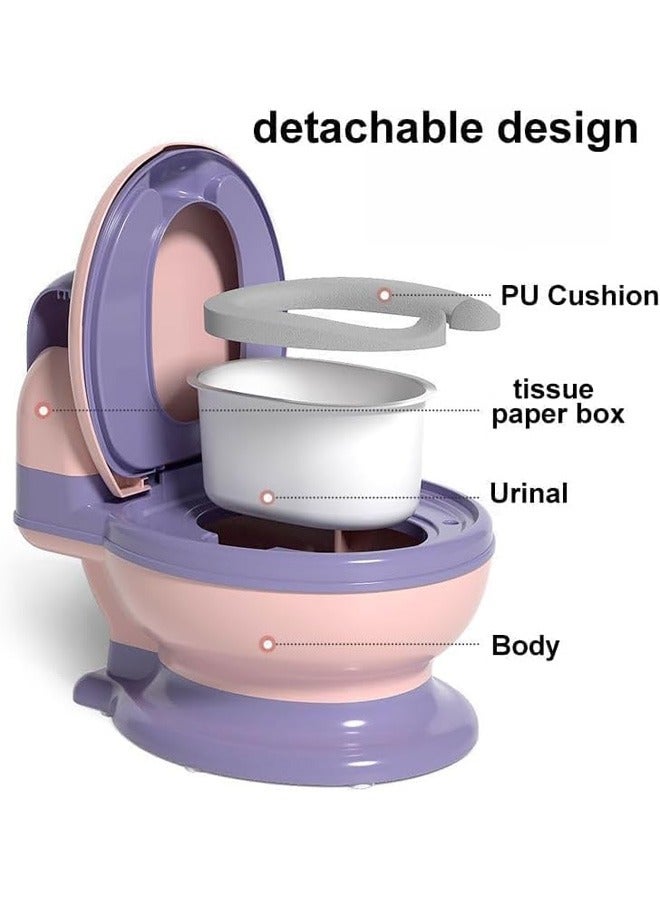 Berma Baby قعادة بحجم الأطفال، مرحاض واقعي لتدريب الأطفال على استخدام النونية، كرسي نونية للأطفال الصغار بمقعد ناعم، وعاء نونية قابل للإزالة، موزع مناديل الحمام وواقي من رذاذ الماء، مانع للانزلاق للأطفال الصغار - Image 4