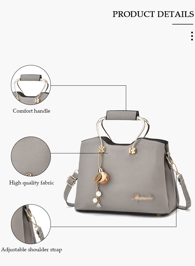 DUNISO Women's Fashion Handbag Faux Leather Crossbody Bag For Women Large Capacity Bow Trim Tote Bags Top Handle Satchel Fashionable Travel Shoulder Bag For Ladies - Image 4