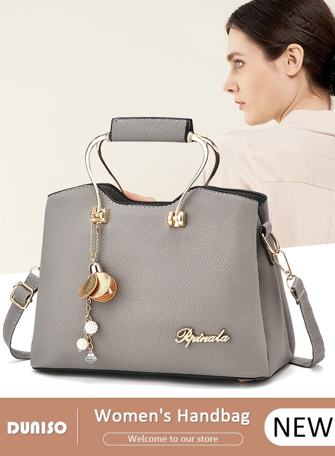 DUNISO Women's Fashion Handbag Faux Leather Crossbody Bag For Women Large Capacity Bow Trim Tote Bags Top Handle Satchel Fashionable Travel Shoulder Bag For Ladies  - Image 1