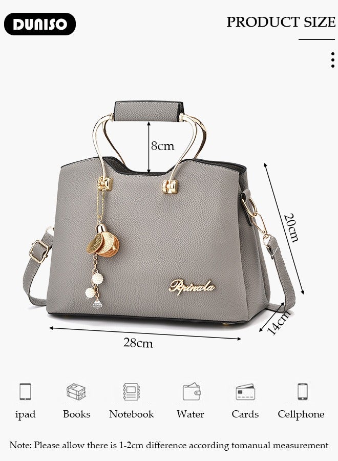 DUNISO Women's Fashion Handbag Faux Leather Crossbody Bag For Women Large Capacity Bow Trim Tote Bags Top Handle Satchel Fashionable Travel Shoulder Bag For Ladies  - Image 4