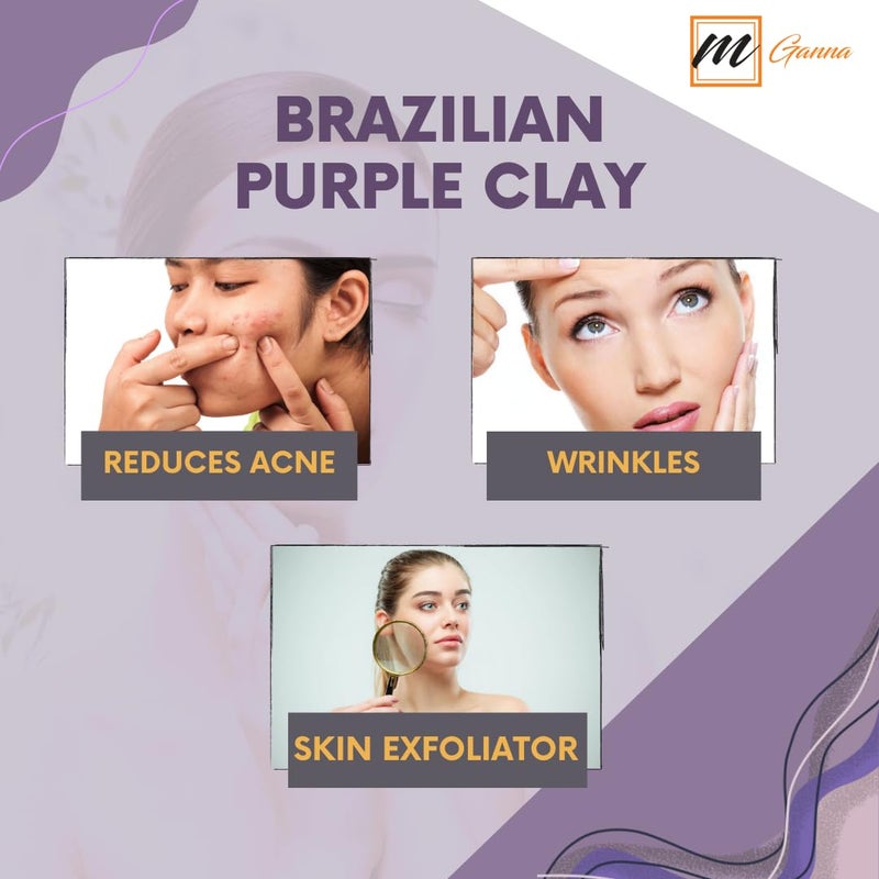 mGanna 100% Natural Brazilian Purple Clay Powder for Face packs, Creams and Soaps and other Cosmetic Formulations 0.5 lbs / 227 gms - Image 5