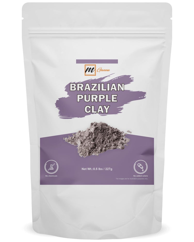 mGanna 100% Natural Brazilian Purple Clay Powder for Face packs, Creams and Soaps and other Cosmetic Formulations 0.5 lbs / 227 gms - Image 1