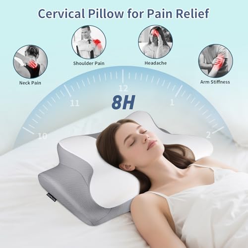 Bespillow Cervical Neck Pillow for Pain Relief Ergonomic Pillow Side Sleeper Pillow for Sleeping Orthopedic Bed Pillow Neck Support Pillow Contour Memory Foam Pillows for Side Back Stomach Sleepers - Image 3