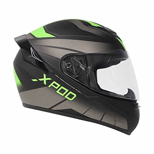 TVS XPOD Aerodynamic Helmet for Men-ISI Certified, Ultrawide Visor, Quick Release Strap-Premium Bike Helmet with Enhanced Air Circulation (Neon Grey Dual Tone-M) - Image 1