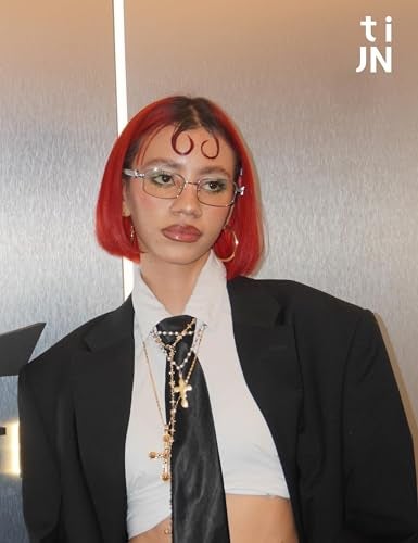 TIJN Blue Light Blocking Glasses for Woman Men Square Acetate Metal Frame Eye Glasses for Cosplay Anime Girl Rin - Image 3