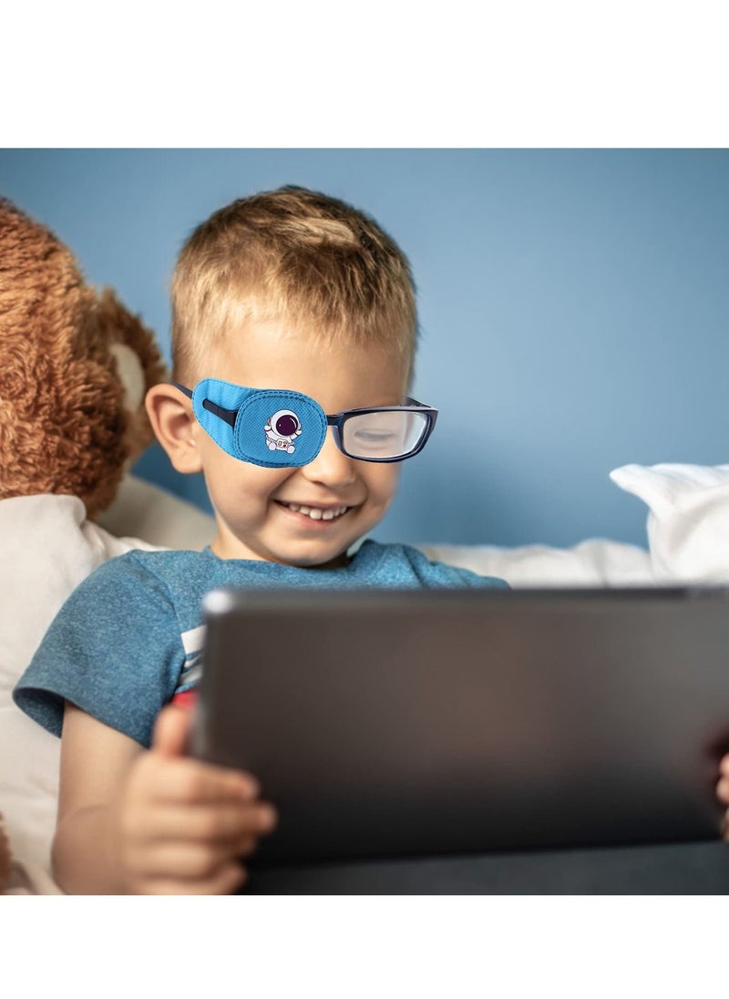 Eye Patches for Kids, 6 Pcs Cosmonaut Styles Eye Patch for Glasses Kids Reusable Eye Patch for Good Lazy Eye Amblyopia Strabismus, Right Eye