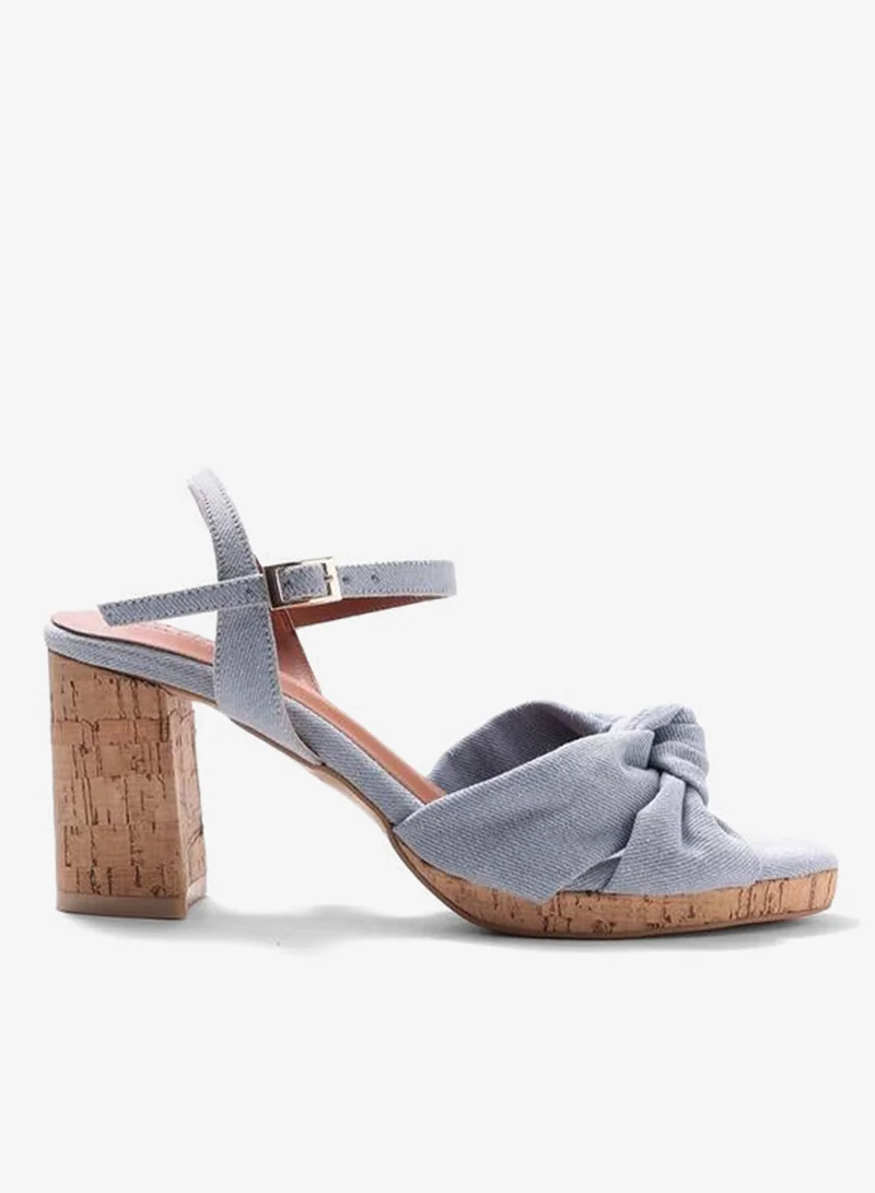 حكايات الأزواج صندل بكعب عريض من الفلين مع فيونكة معقودة