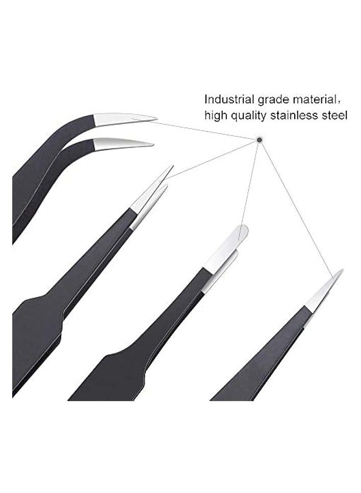 PROMASS 6PCS Precision Tweezers Set, Upgraded Anti-Static Stainless Steel Curved of Tweezers, for Electronics, Laboratory Work, Jewelry-Making, Craft, Soldering, etc - Image 3